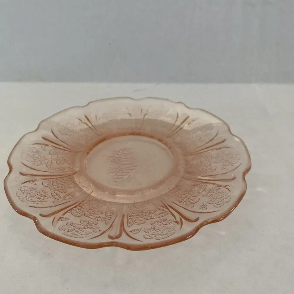 1 JEANETTE ??CHERRY BLOSSOM PINK DEPRESSION GLASS SAUCER 41/2